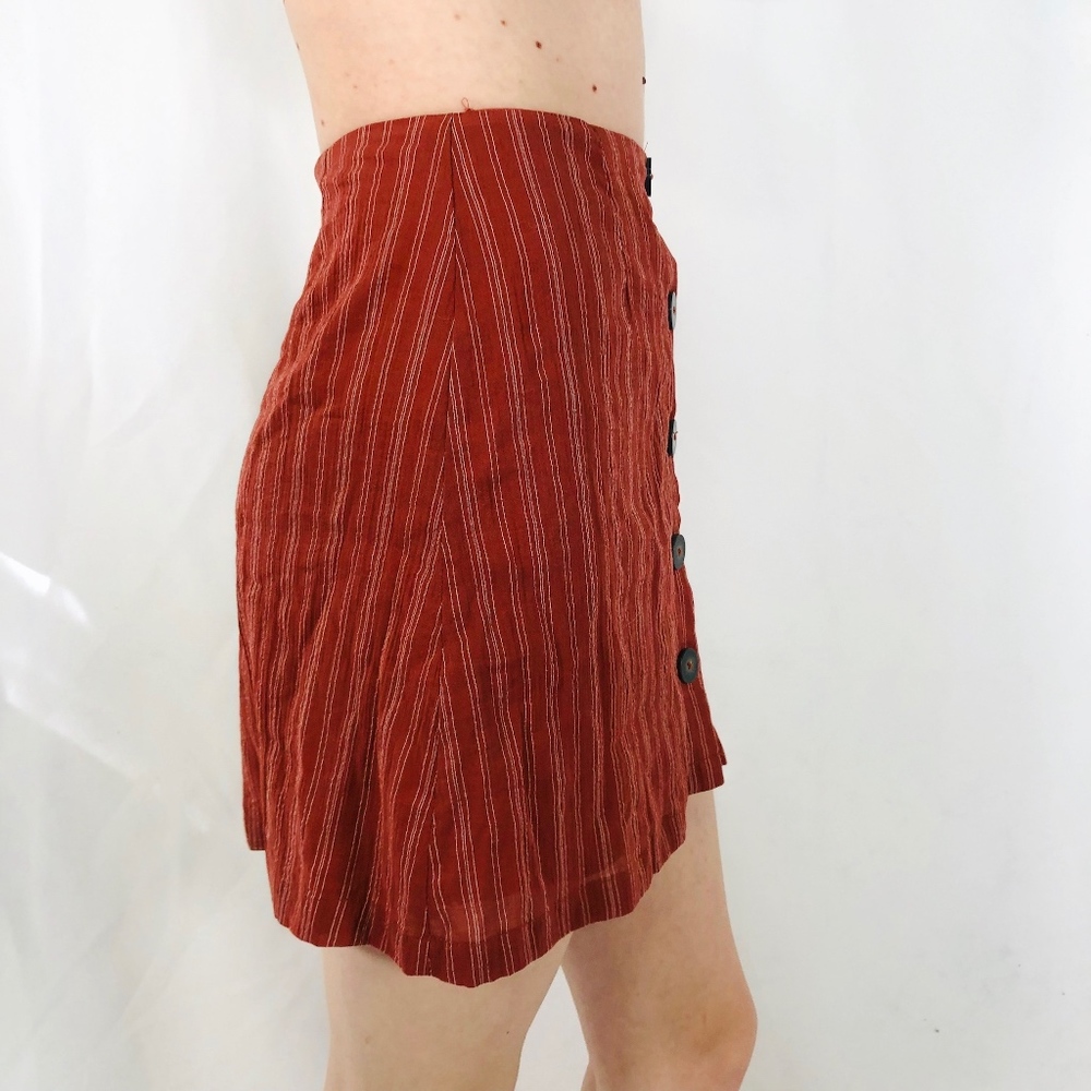 Minkpink Striped Clay Button A Line Mini Skirt 756 - Picture 2 of 5